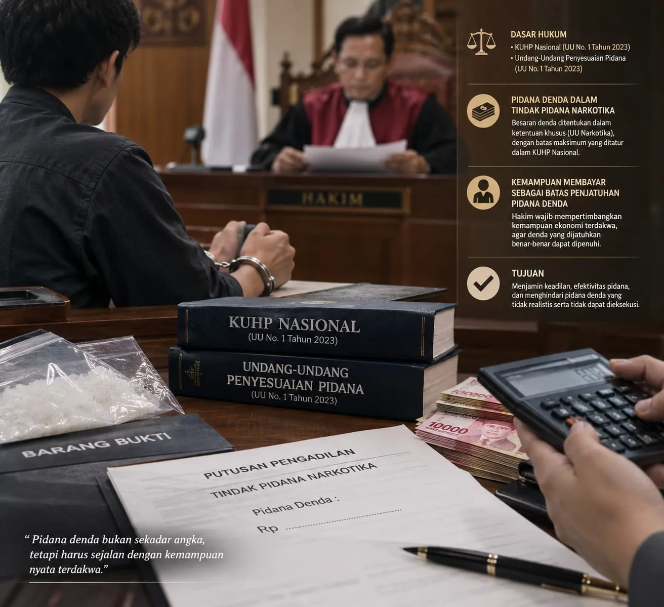 KEMAMPUAN MEMBAYAR SEBAGAI BATAS PENJATUHAN PIDANA DENDA DALAM TINDAK PIDANA NARKOTIKA PASCA-BERLAKUNYA KUHP NASIONAL DAN UNDANG-UNDANG PENYESUAIAN PIDANA